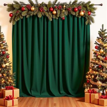 Imagem de HAEFOO Cortina de fundo verde caçador – Cortinas traseiras de 3,5 x 3 m para festas sem rugas, pano de fundo de poliéster macio, para decoração de casamento, cenário fotográfico, resistente a manchas