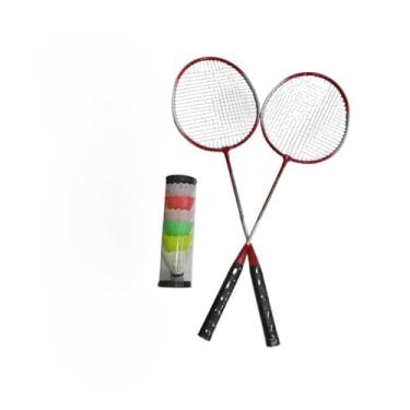Imagem de Kit de Badminton 2 Raquetes, 6 Petecas Treino Esporte