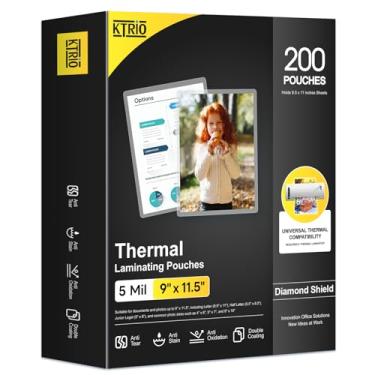 Imagem de Lençóis laminados Ktrio 21,5 x 28 cm, Bolsas de laminação térmica transparente Papel de laminação para laminador, tamanho de letra de canto redondo, 5 Mil, 200 Pack