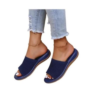 Imagem de Sandálias Planas Elásticas Femininas Para O Verão, Chinelos Casuais Pa