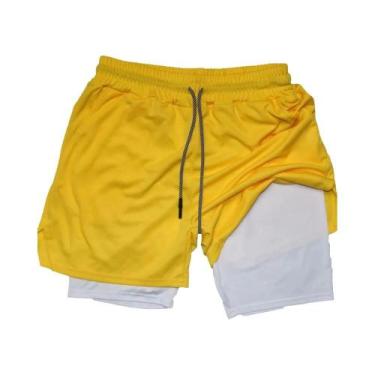 Imagem de Shorts De Academia Masculinos 2 Em 1 De Secagem Rápida, Cor Sólida, Ro