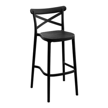 Imagem de Banqueta Plats Preta em Polipropileno Assento Simulando Palha Or Design