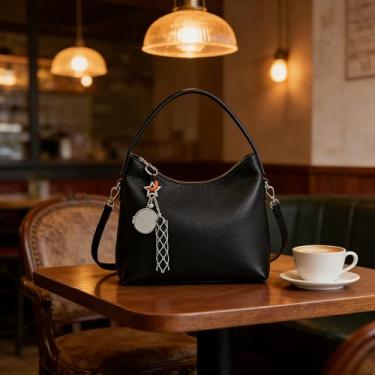 Imagem de Porta-chaves de batom espelhado, suporte de brilho labial de aço inoxidável com espelho transparente para organização de bolsa e bolsa (estrela)