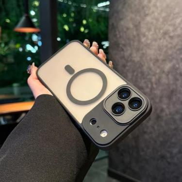 Imagem de Capa híbrida fosca para iPhone 17 Air 16e 15 14 Plus 13 Pro Max com carregamento sem fio magnético (para iPhone 16 Pro/preta)