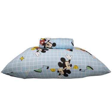 Imagem de Jogo de Lençol KazzaVip Solteiro Malha Mista 70% Algodão e 30% Poliéster Estampado Disney Mickey Formas Kids 2 Peças Azul