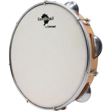 Imagem de Pandeiro 10” Premium Pele Branca SamBrasil Liverpool Amarelo [F002]