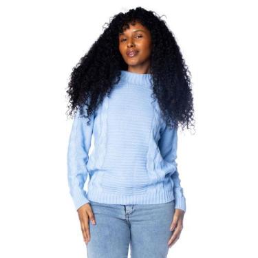 Imagem de Blusa Feminina Oliveira Malhas Gola Careca Azul Claro, Azul claro, Úni