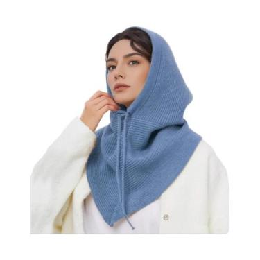 Imagem de Gorro De Inverno Feminino Em Tricô Com Balaclava E Cachecol Integrados