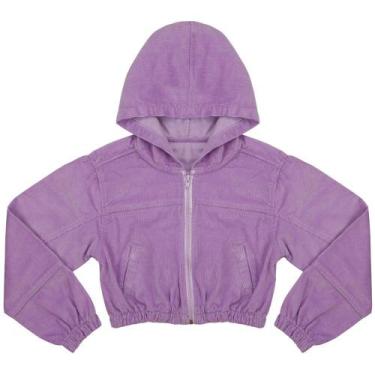 Imagem de Jaqueta Juvenil Look Jeans Cropped Veludo Lilás - LILAS - 4, Lilás, 4