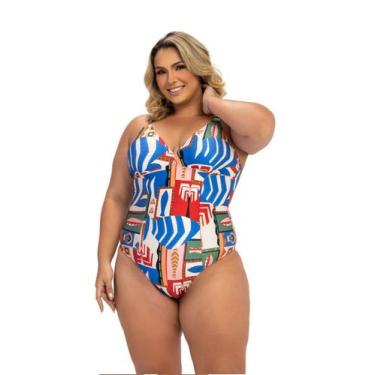 Imagem de Maiô Zero Barriga Estampado Banho de Mar Bojo Removível - Dilady, AZUL