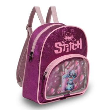 Imagem de Mochila Infantil Mini Bolsa Stitch Creche Passeio Costas - Plike, Pink