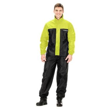 Imagem de Capa Chuva Nylon Pantaneiro Moto Luxo Forro Ventilação EXG, Amarelo