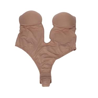 Imagem de Roupa íntima de Peça única Sem Costas, Push-up, Alças Transparentes, Feminina, Recorte Frontal Elástico, Elegante, Uso Diário para Vestido de Noiva (Marrom escuro)