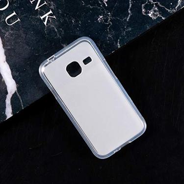 Imagem de Capa para Samsung Galaxy J1 Nxt, resistente a arranhões, capa traseira de poliuretano termoplástico macio à prova de choque, borracha de gel de silicone anti-impressões digitais, capa protetora de corpo inteiro para Samsung Galaxy J1 Mini 2016 (branca)