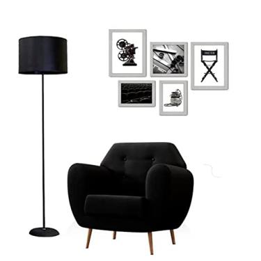 Imagem de Luminária de Piso Tube com Cúpula Skyshow® Chão Coluna vintage retro (preto-preto)