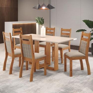 Imagem de Mesa de Jantar 6 Lugares Caiçara Blonde/Perola - Panorama Móveis