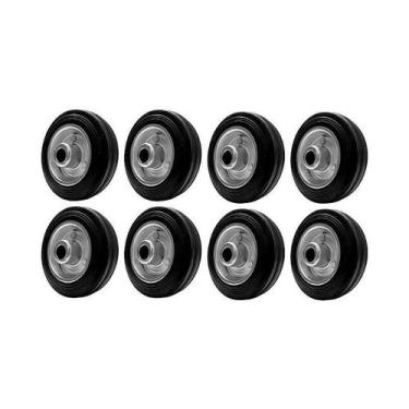 Imagem de Kit 8 un roda 412 maciça borracha 4 pol 60kg p/ rodízio - AJAX