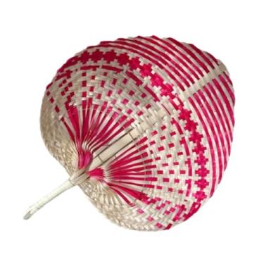 Imagem de simhoa Ventilador de mão de bambu feito à mão, acessórios para fotos, suprimentos de resfriamento manual, ventilador portátil de tecido para mesa, verão, Rosa