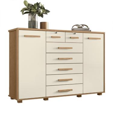 Imagem de Cômoda Para Quarto 7 Gavetas 160cm Fontaine A02 Off/freijó - Mpozenato