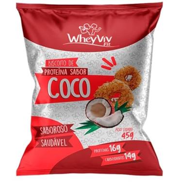 Imagem de Biscoito Fit Sabor Coco com Whey Protein de 16g de Proteína com 45g-Wheyviv