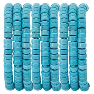 Imagem de WEBEEDY 155 peças de contas espaçadoras turquesa natural azul contas de pedra natural contas espaçadoras soltas para fazer joias, pulseiras, brincos, colar, mala, artesanato, presente exclusivo, 2 x 4