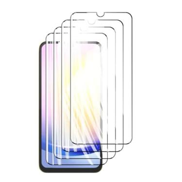 Imagem de Protetor de tela 4 peças para Samsung Galaxy A25 5G, vidro temperado HD, cristal de alumínio de alta qualidade, capa antirriscos, compatível com impressão digital (preto)