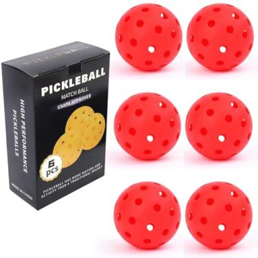Imagem de sonecesiya Pacote com 6 bolas de pickleball com 40 furos, ambientes externos, alto rebote, voo verdadeiro, alta visibilidade, durável, atraente, conjunto de bolas vermelhas para mulheres e homens