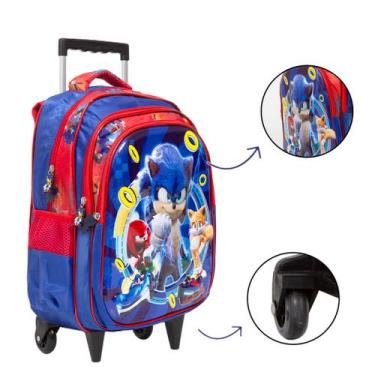 Imagem de Bolsa Escolar Rodinhas Sonic Desenho Passeio Creche Grande - TOYS 2U