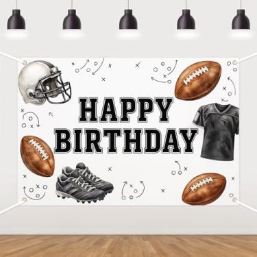 Imagem de Tema de futebol, cenário de feliz aniversário, decoração de cabine de fotos para festas esportivas, suprimentos de festa de aniversário, faixa de touchdown