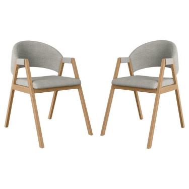 Imagem de Kit 2 Cadeiras Suellen Luxo Reforçada Mesa De Jantar Linho Cinza Claro