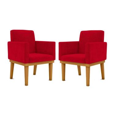 Imagem de Kit 2 Cadeiras Recepção Reforçadas Poltrona Balaq vermelho