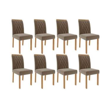 Imagem de Kit 8 Cadeiras Sala Jantar Juliana Wood 8 Un Carvalho/Suede Joli Capuc