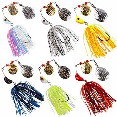Imagem de JSHANMEI Kit de iscas giratórias de pesca, iscas de metal rígido, iscas de juta para pesca de água salgada e salmão de truta Pike Bass, Set A, 6PCS