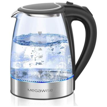 Imagem de Chaleira Elétrica de Vidro Capacidade 1.8 L 1500W com Luz LED, MEGAWISE, Prateado