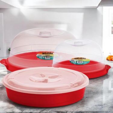 Imagem de Kit Utensílios Boleira  Queijeira  Torteira de Plástico Com Tampa - pl