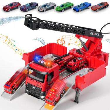 Imagem de Transformador de caminhão de bombeiros Toy Fire Truck Rescue com jato 