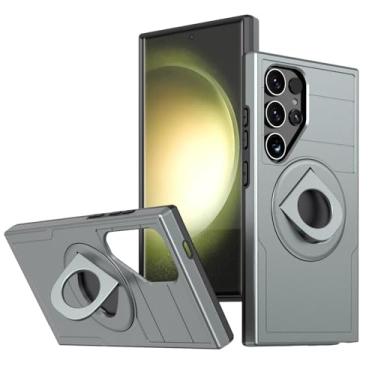 Imagem de Capa 2 em 1 resistente e resistente à queda para Samsung Galaxy S25 Ultra, S24 Fe, S25, S24 Plus, com suporte magnético (para S25PLUS/cinza)