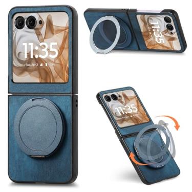 Imagem de Omio Capa para Motorola Moto Razr 50/60 com suporte compatível com MagSafe, proteção contra quedas militar à prova de choque, capa protetora magnética fina de policarbonato para homens, mulheres e