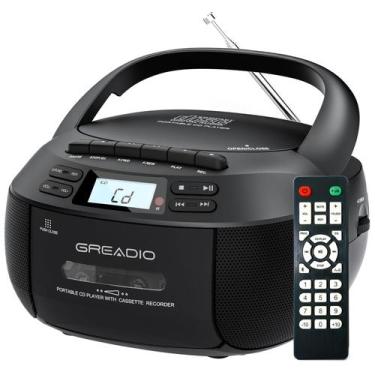 Imagem de Leitor de CD Boombox Greadio Leitor de cassetes com Bluetooth preto
