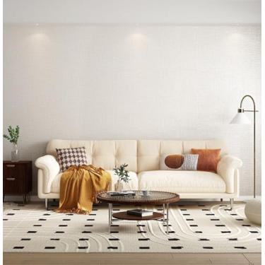 Imagem de Papel de parede espesso de linho texturizado autoadesivo impermeável para renovação de sala de estar e quarto branco 40 * 1000 cm