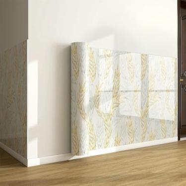 Imagem de Papel de parede de imitação de grão de madeira com textura de mármore de folha dourada autoadesivo à prova d'água e à prova de umidade para sala de estar banheiro e cozinha renovação folha dourada 40