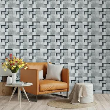 Imagem de ESSMOKO Papel de parede 3D autoadesivo impermeável PVC espesso renovação de parede decoração de fundo papel de parede padrão de tijolo tridimensional 45 * 300 cm