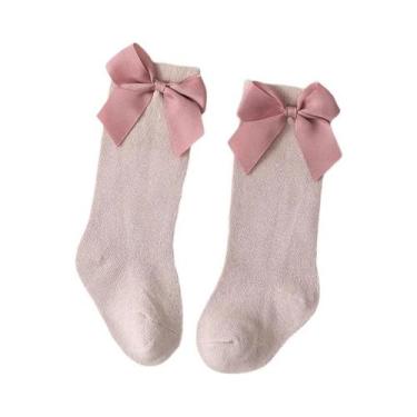Imagem de Meias De Algodão Até O Joelho Para Meninas Com Laço Grande, Meias De I