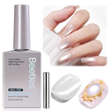 Imagem de Esmalte Beetles Moonlit Veil Silver Cat Eye Gel – Esmalte em gel de olho de gato prateado vítreo de 15 ml com ímã de imersão de veludo UV para salão de beleza DIY Manicure Presente de Natal de inverno