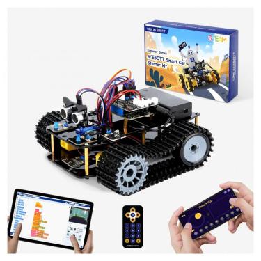 Imagem de Kit robô tanque ACEBOTT QD034 ESP32 com esteiras em borracha controle por app e IR compatível Arduino e Scratch