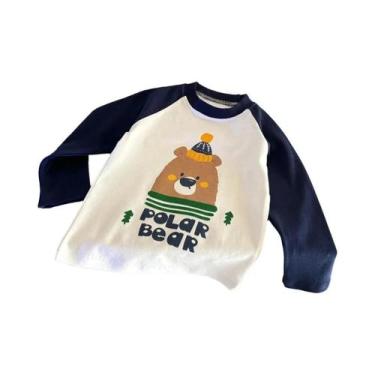 Imagem de Camiseta De Algodão Infantil De Manga Longa Com Estampa De Desenho Ani