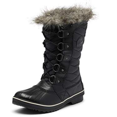 Imagem de SOREL - Bota feminina Tofino II impermeável isolada inverno com punho de pele sintética, Preto/Pedra, 5.5