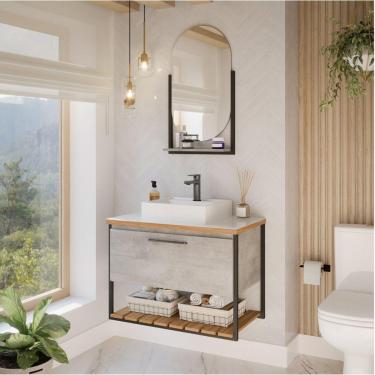 Imagem de Gabinete para Banheiro com Cuba 60cm Palermo MGM Móveis Cimento