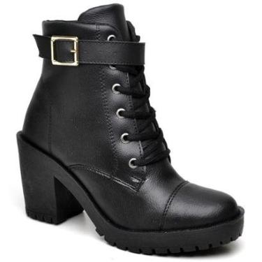 Imagem de Bota Feminina Coturno Tratorado Salto Médio Grosso Zíper-Feminino