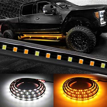 Imagem de Kit de luzes de LED para prancha de corrida de caminhão com luz branca de cortesia estendida cabine de 2 peças com faixa de luz de LED de 177 cm 216 para caminhonetes, SUV, carros, van de trabalho (placa 1070)